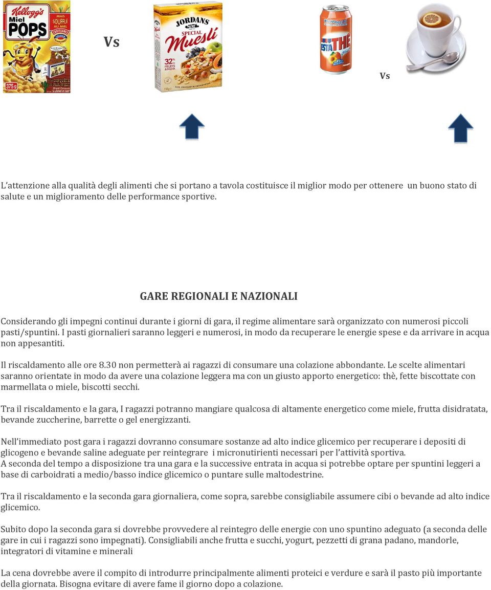 I pasti giornalieri saranno leggeri e numerosi, in modo da recuperare le energie spese e da arrivare in acqua non appesantiti. Il riscaldamento alle ore 8.