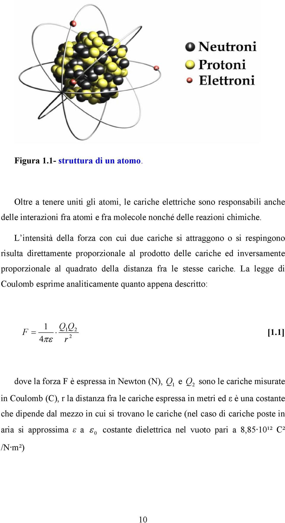 stesse cariche. La legge di Coulomb esprime analiticamente quanto appena descritto: F 1 Q1Q = [1.