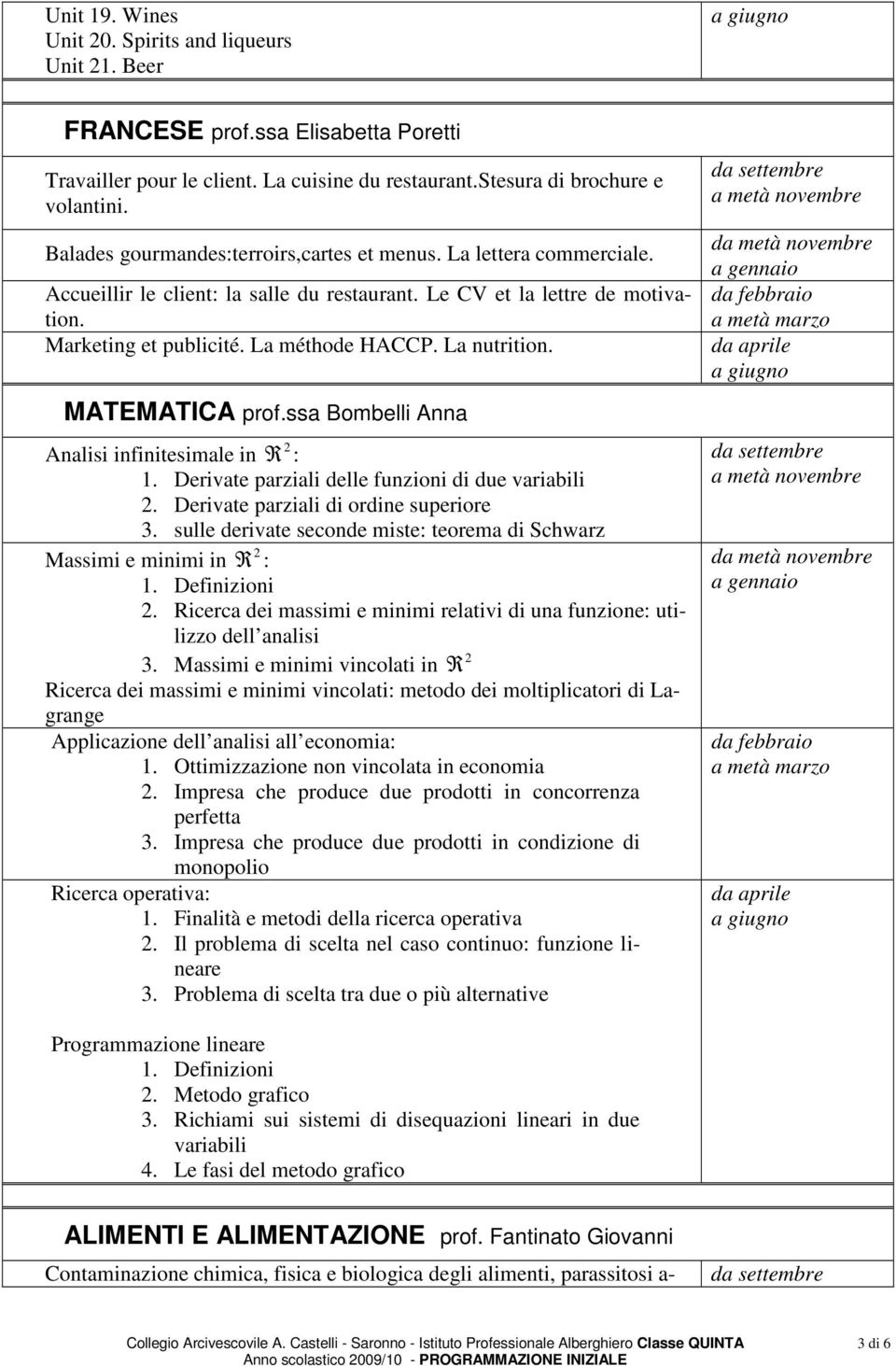 La nutrition. MATEMATICA prof.ssa Bombelli Anna 2 Analisi infinitesimale in R : 1. Derivate parziali delle funzioni di due variabili 2. Derivate parziali di ordine superiore 3.