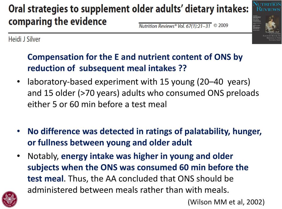 a test meal No difference was detected in ratings of palatability, hunger, or fullness between young and older adult Notably, energy intake was