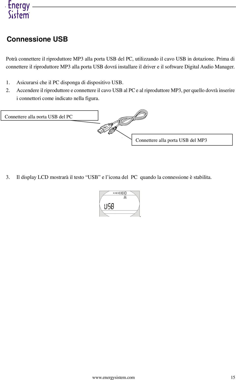 Asicurarsi che il PC disponga di dispositivo USB. 2.