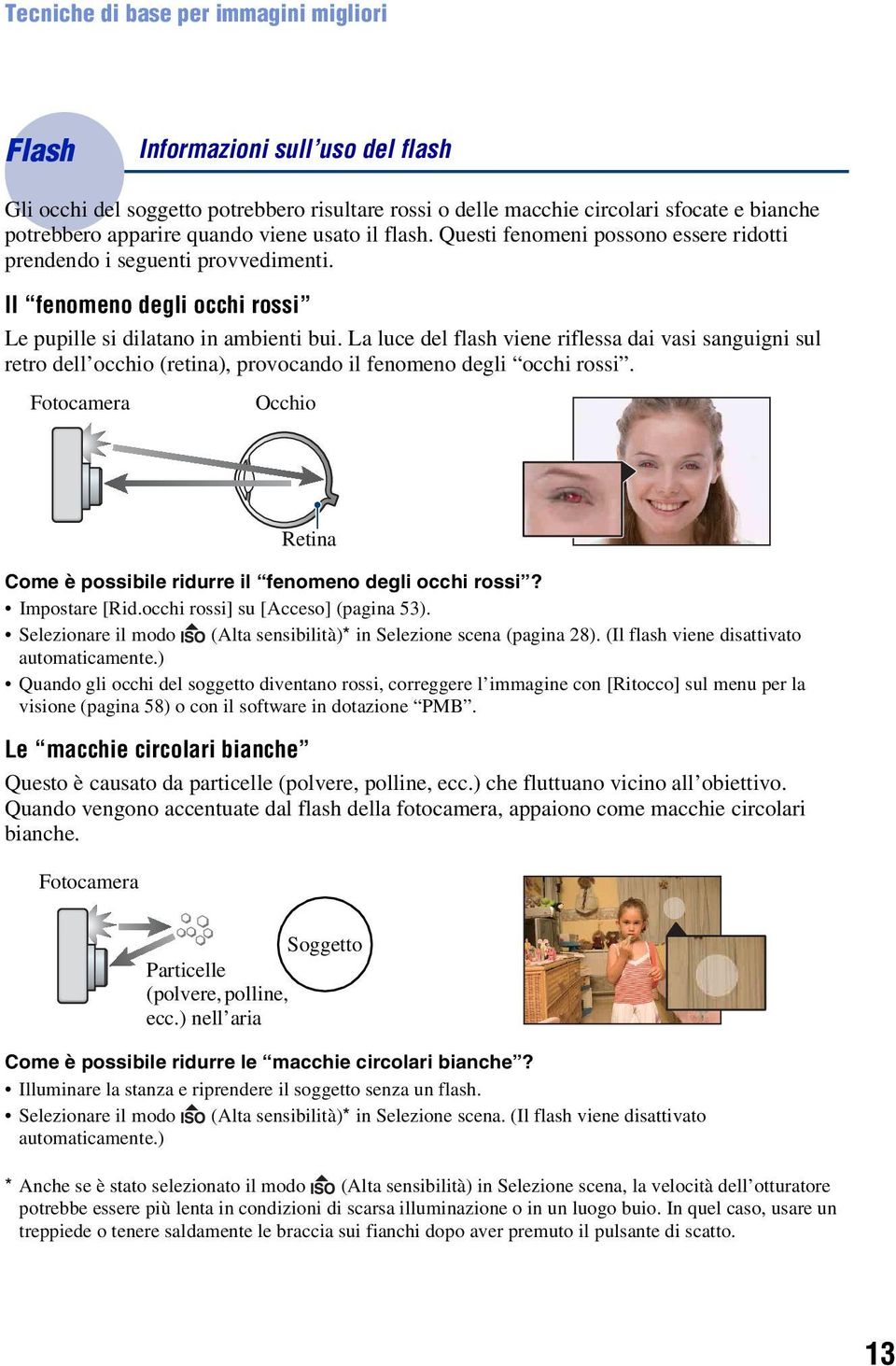 La luce del flash viene riflessa dai vasi sanguigni sul retro dell occhio (retina), provocando il fenomeno degli occhi rossi. Fotocamera Occhio Come è possibile ridurre il fenomeno degli occhi rossi?