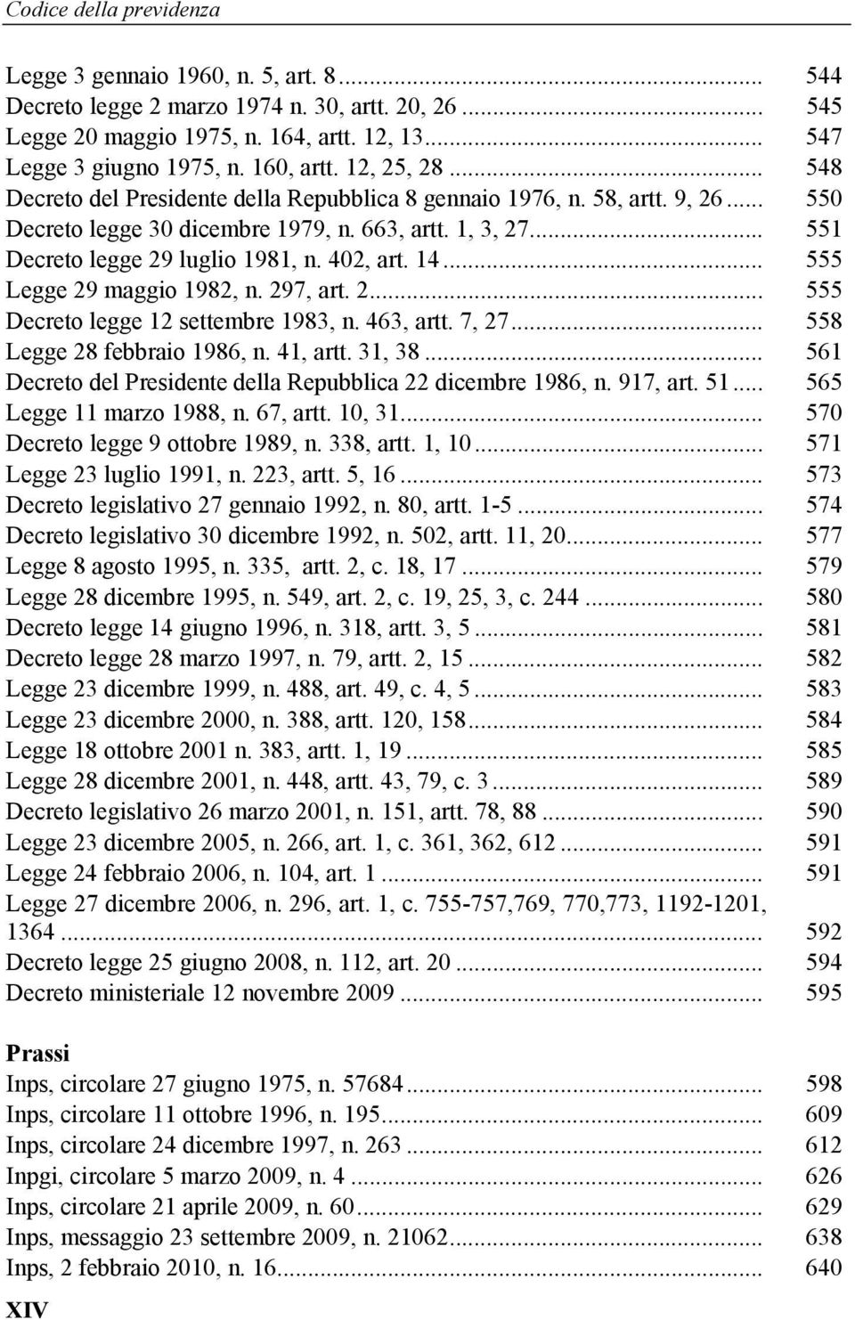 .. 551 Decreto legge 29 luglio 1981, n. 402, art. 14... 555 Legge 29 maggio 1982, n. 297, art. 2... 555 Decreto legge 12 settembre 1983, n. 463, artt. 7, 27... 558 Legge 28 febbraio 1986, n. 41, artt.