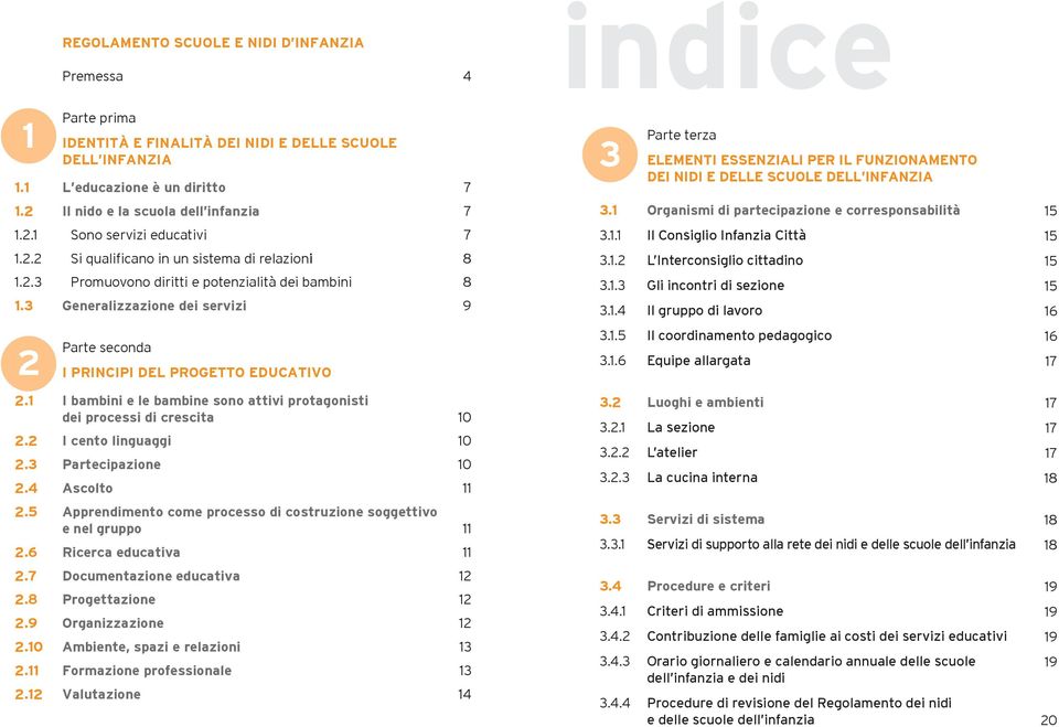 3 Generalizzazione dei servizi 9 2 Parte seconda I PRINCIPI DEL PROGETTO EDUCATIVO 2.1 I bambini e le bambine sono attivi protagonisti dei processi di crescita 10 2.2 I cento linguaggi 10 2.