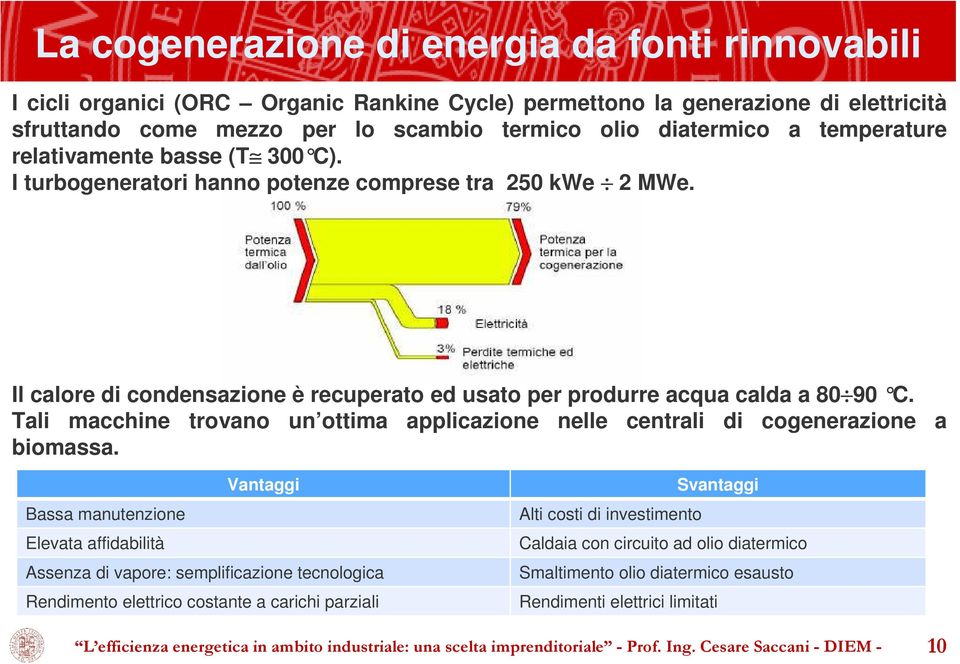 Tali macchine trovano un ottima applicazione nelle centrali di cogenerazione a biomassa.