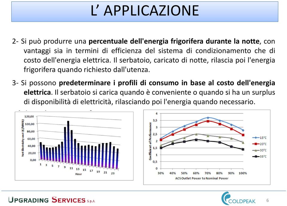 Il serbatoio, caricato di notte, rilascia poi l'energia frigorifera quando richiesto dall'utenza.