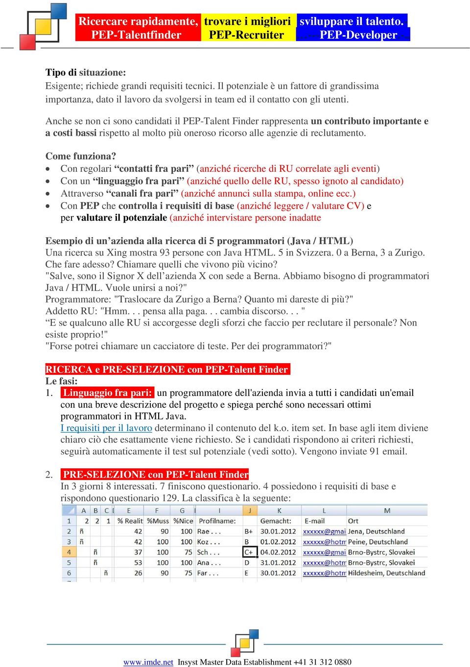 Con regolari contatti fra pari (anziché ricerche di RU correlate agli eventi) Con un linguaggio fra pari (anziché quello delle RU, spesso ignoto al candidato) Attraverso canali fra pari (anziché