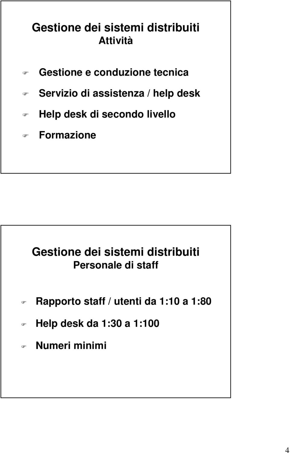 livello Formazione Gestione dei sistemi distribuiti Personale di