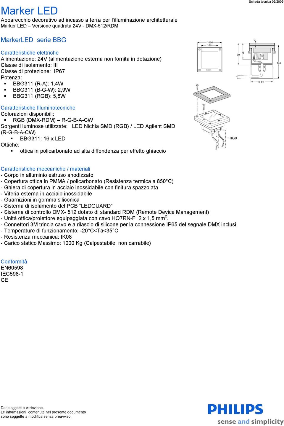 in dotazione) Classe di isolamento: III BBG311 (R-A):