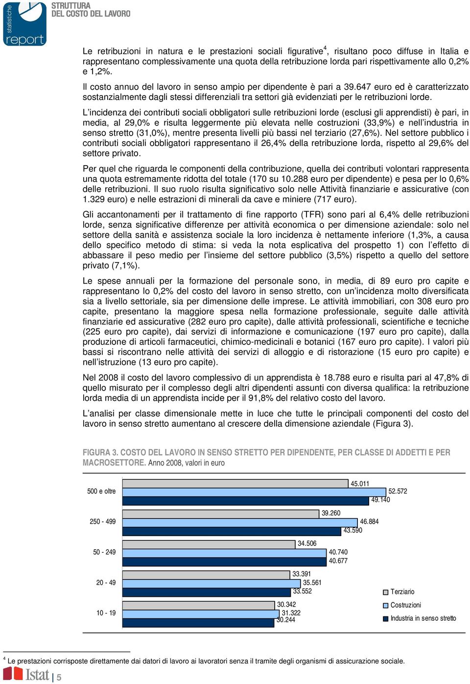 L incidenza dei contributi sociali obbligatori sulle retribuzioni lorde (esclusi gli apprendisti) è pari, in media, al 29,0% e risulta leggermente più elevata nelle costruzioni (33,9%) e nell