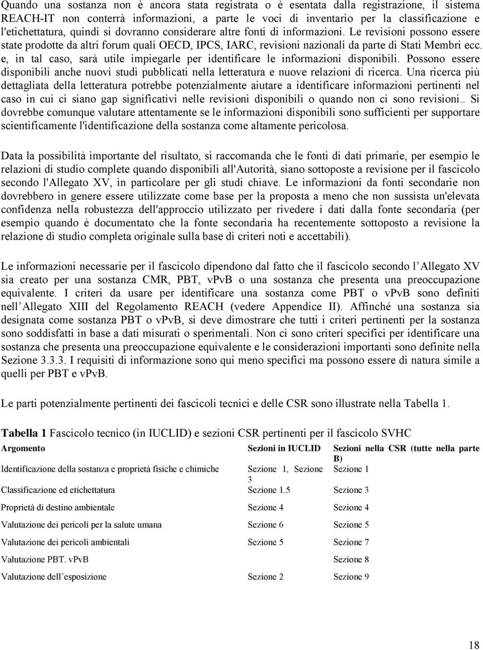 Le revisioni possono essere state prodotte da altri forum quali OECD, IPCS, IARC, revisioni nazionali da parte di Stati Membri ecc.