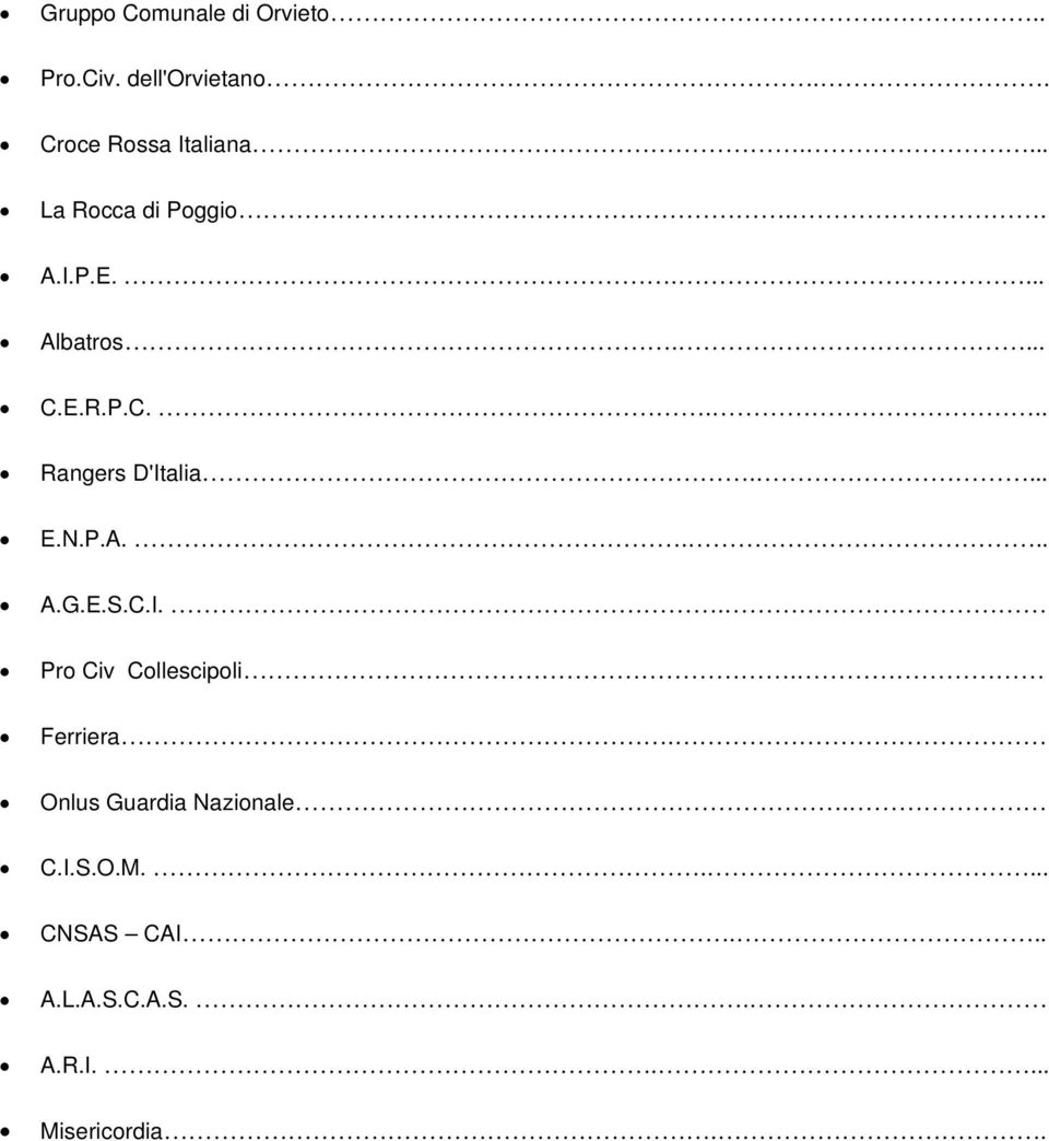 ... E.N.P.A.... A.G.E.S.C.I.. Pro Civ Collescipoli. Ferriera.