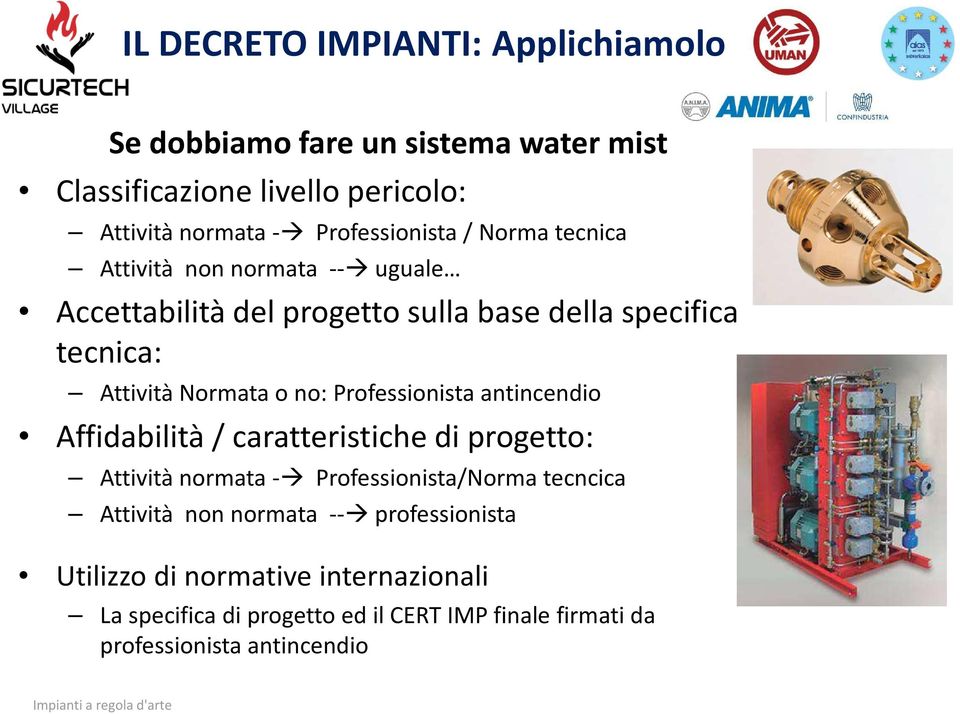 Normata o no: Professionista antincendio Affidabilità / caratteristiche di progetto: Attività normata - Professionista/Norma tecncica