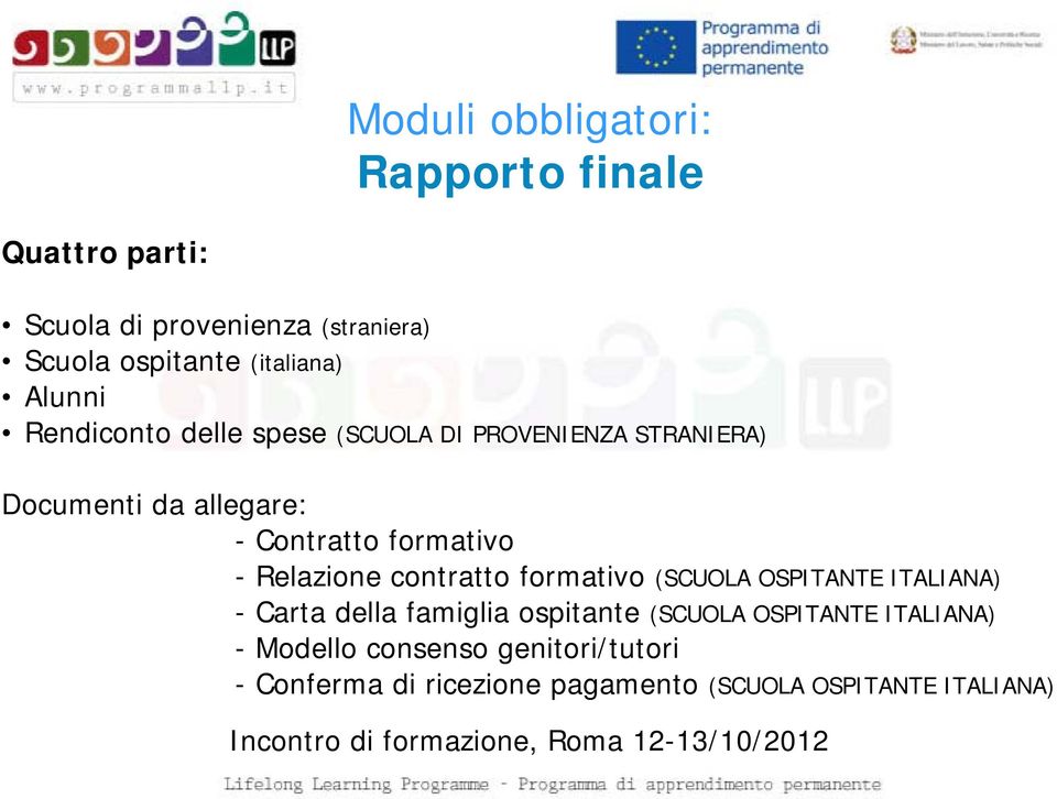 formativo - Relazione contratto formativo (SCUOLA OSPITANTE ITALIANA) - Carta della famiglia ospitante
