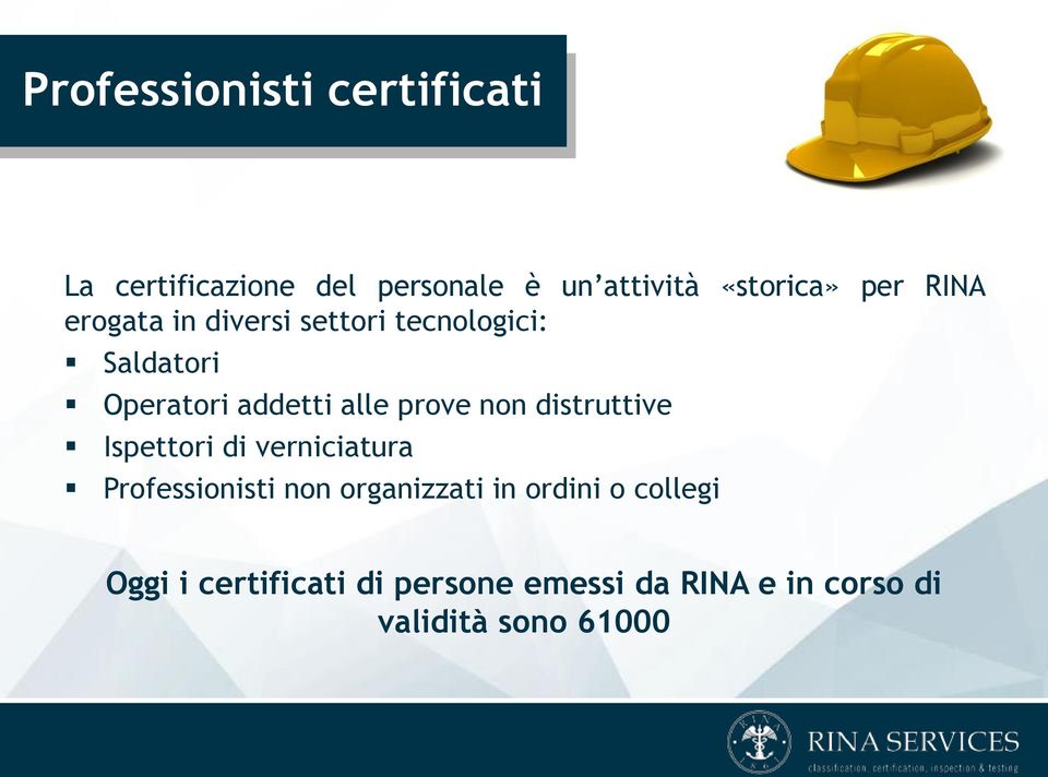 prove non distruttive Ispettori di verniciatura Professionisti non organizzati in