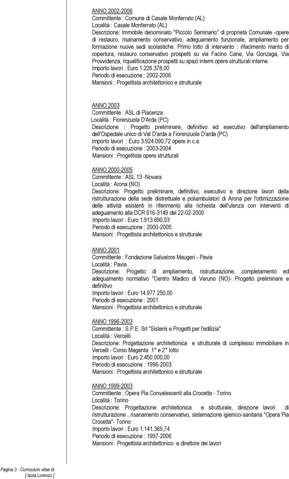 Primo lotto di intervento : rifacimento manto di copertura, restauro conservativo prospetti su via Facino Cane, Via Gonzaga, Via Provvidenza, riqualificazione prospetti su spazi interni opere