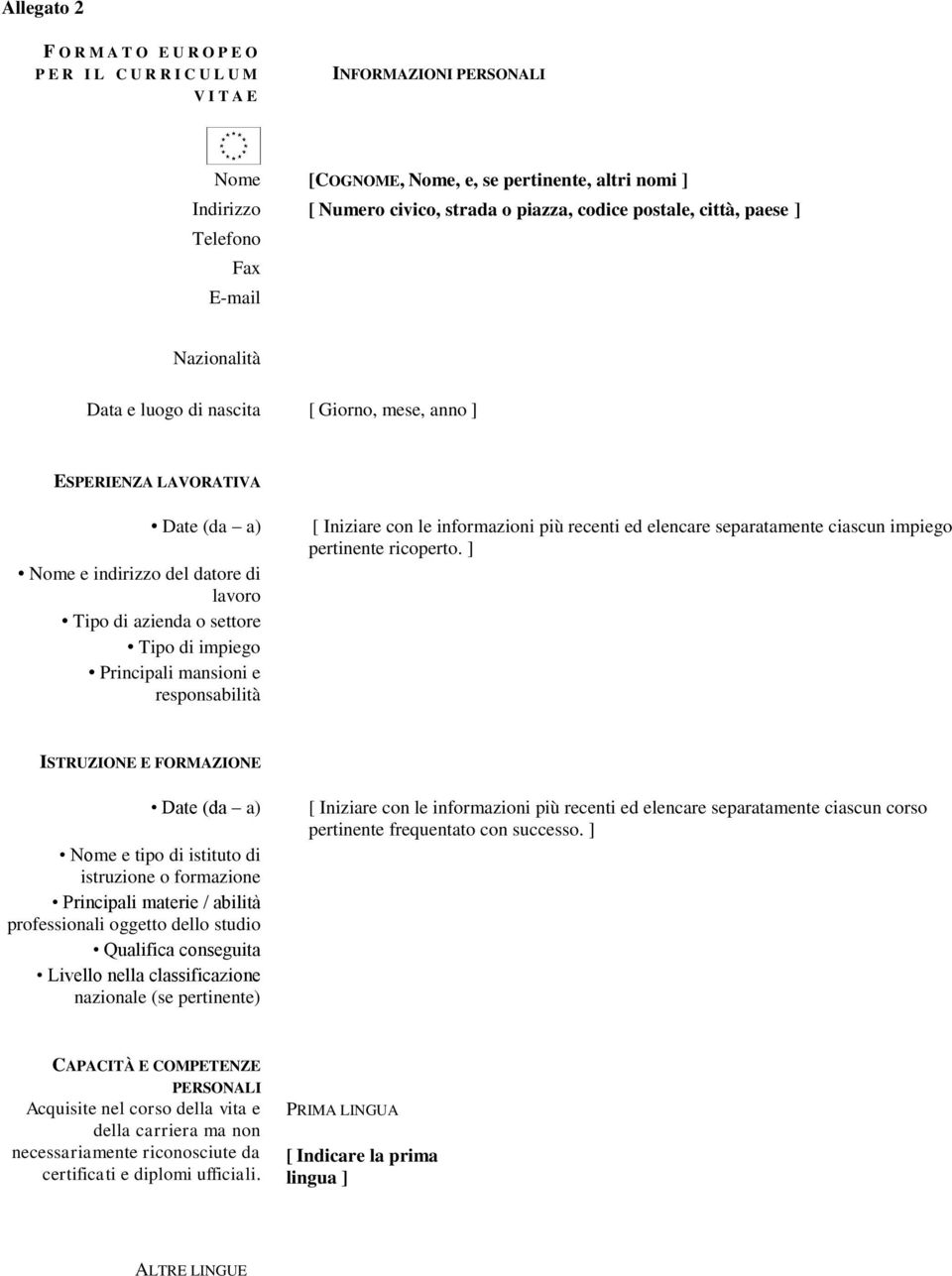 settore Tipo di impiego Principali mansioni e responsabilità [ Iniziare con le informazioni più recenti ed elencare separatamente ciascun impiego pertinente ricoperto.