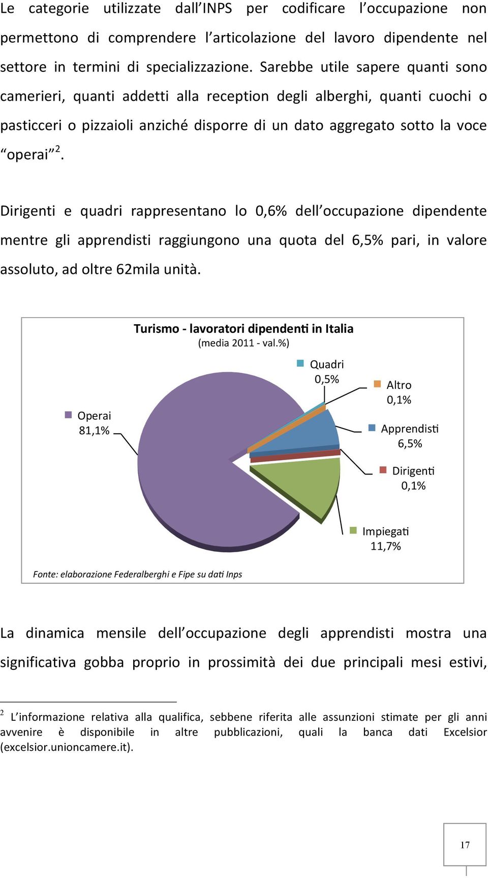 Dirigenti e quadri rappresentano lo 0,6% dell occupazione dipendente mentre gli apprendisti raggiungono una quota del 6,5% pari, in valore assoluto, ad oltre 62mila unità.