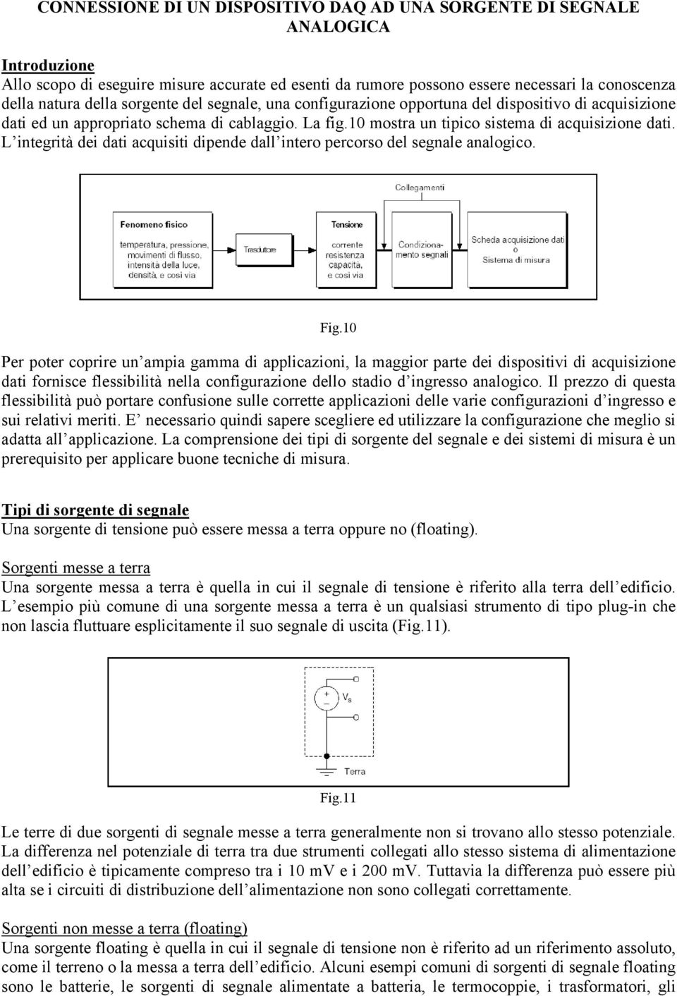 L integrità dei dati acquisiti dipende dall intero percorso del segnale analogico. Fig.