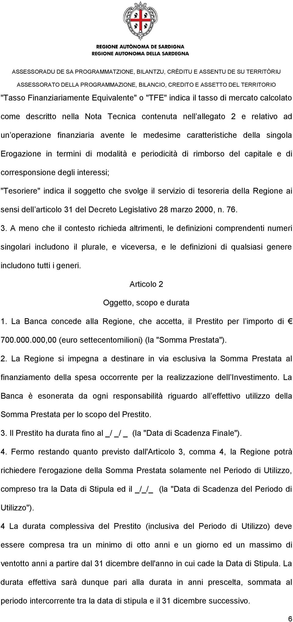 servizio di tesoreria della Regione ai sensi dell articolo 31