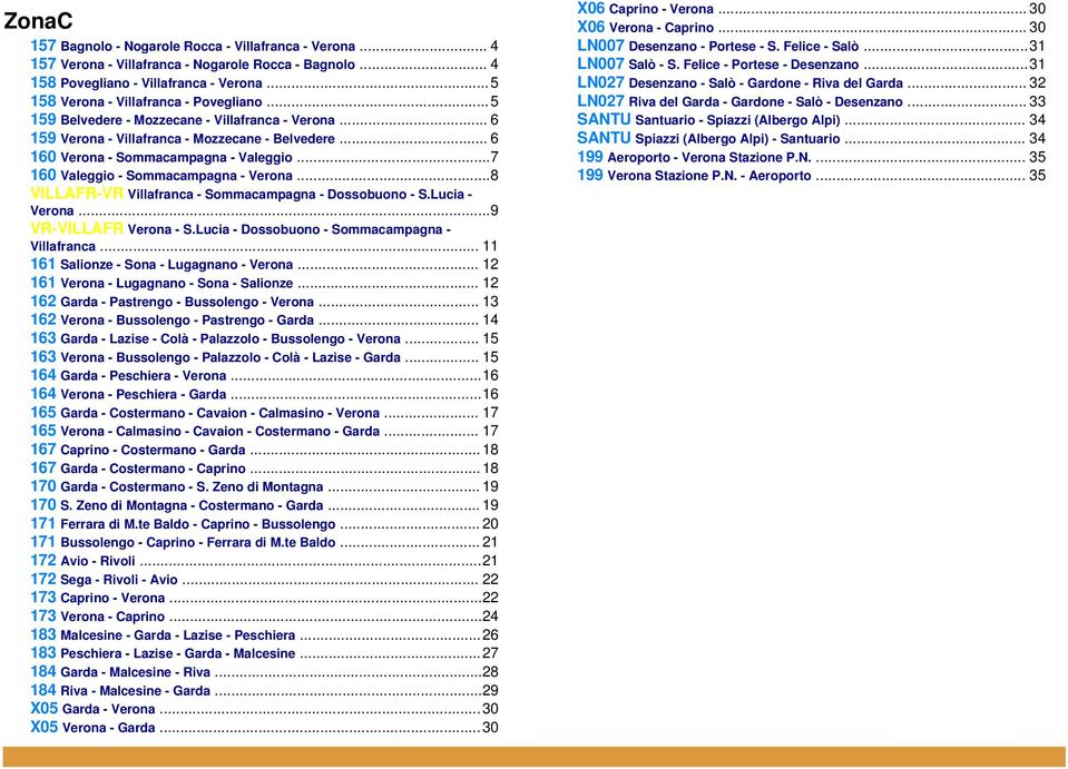 ..8 VILLAFR-VR Villafranca - Sommacampagna - Dossobuono - S.Lucia - Verona...9 VR-VILLAFR Verona - S.Lucia - Dossobuono - Sommacampagna - Villafranca... 11 161 Salionze - Sona - Lugagnano - Verona.