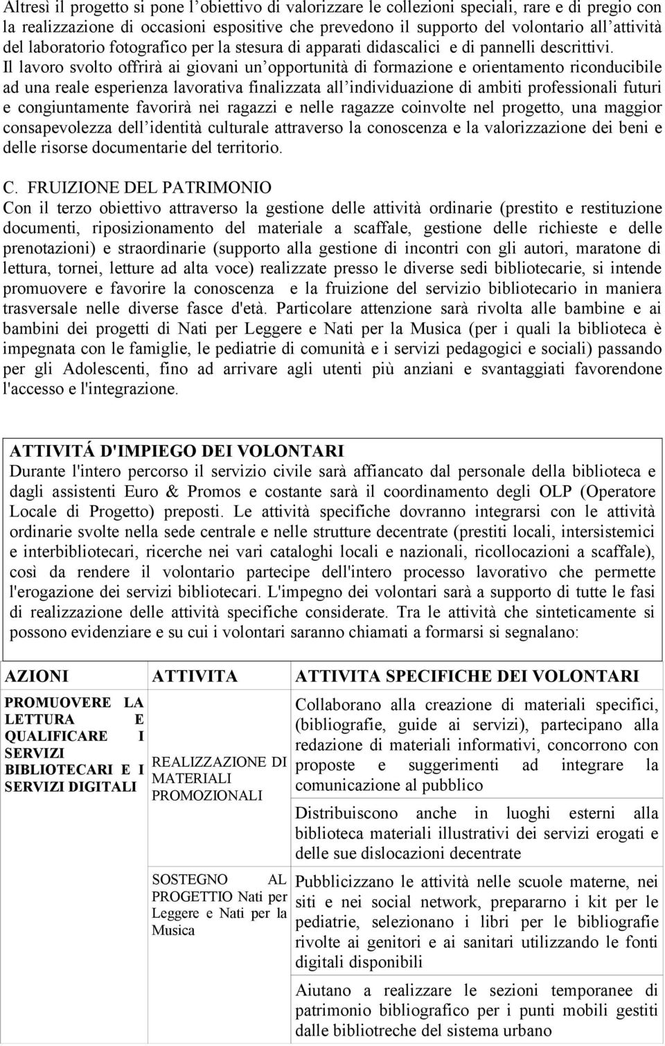 Il lavoro svolto offrirà ai giovani un opportunità di formazione e orientamento riconducibile ad una reale esperienza lavorativa finalizzata all individuazione di ambiti professionali futuri e