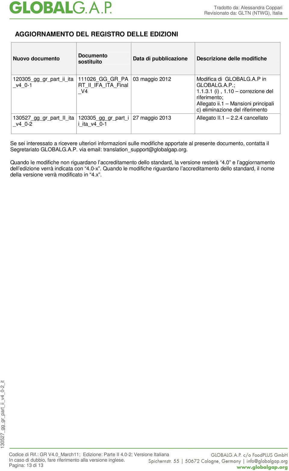 1 Mansioni principali c) eliminazione del riferimento 27