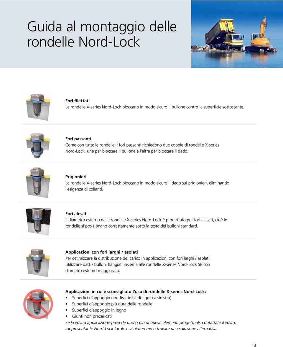 Prigionieri Le rondelle X-series Nord-Lock bloccano in modo sicuro il dado sui prigionieri, eliminando l esigenza di collanti.