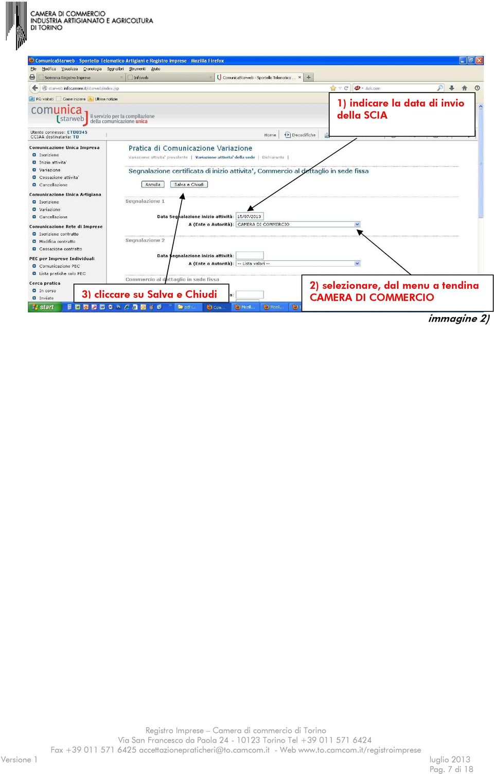 selezionare, dal menu a tendina