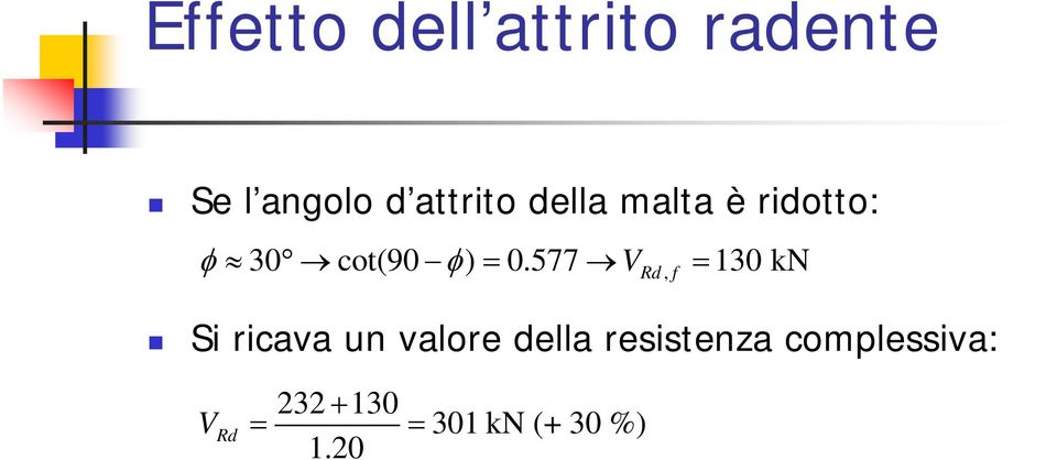 577 = 130 kn V Rd, Si ricava un valore della