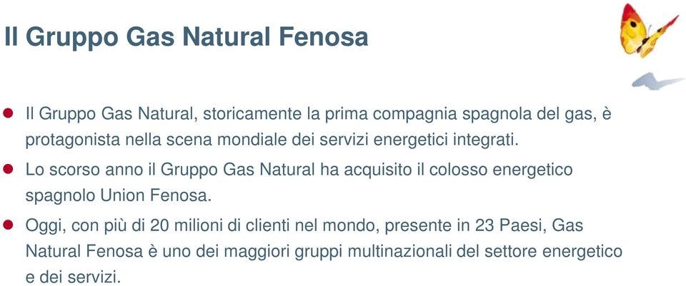 Lo scorso anno il Gruppo Gas Natural ha acquisito il colosso energetico spagnolo Union Fenosa.