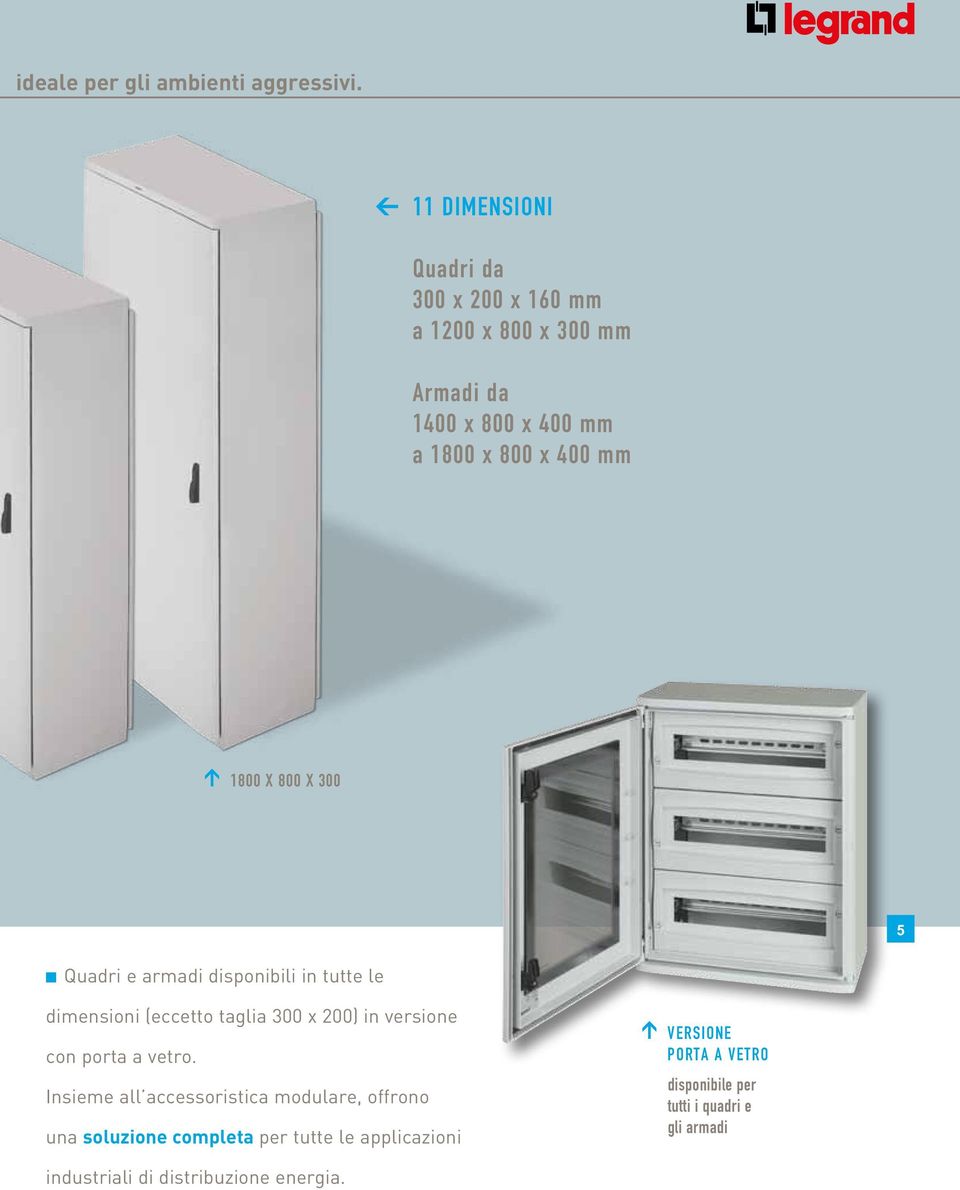 1800 X 800 x 300 5 n Quadri e armadi disponibili in tutte le dimensioni (eccetto taglia 300 x 200) in versione con porta