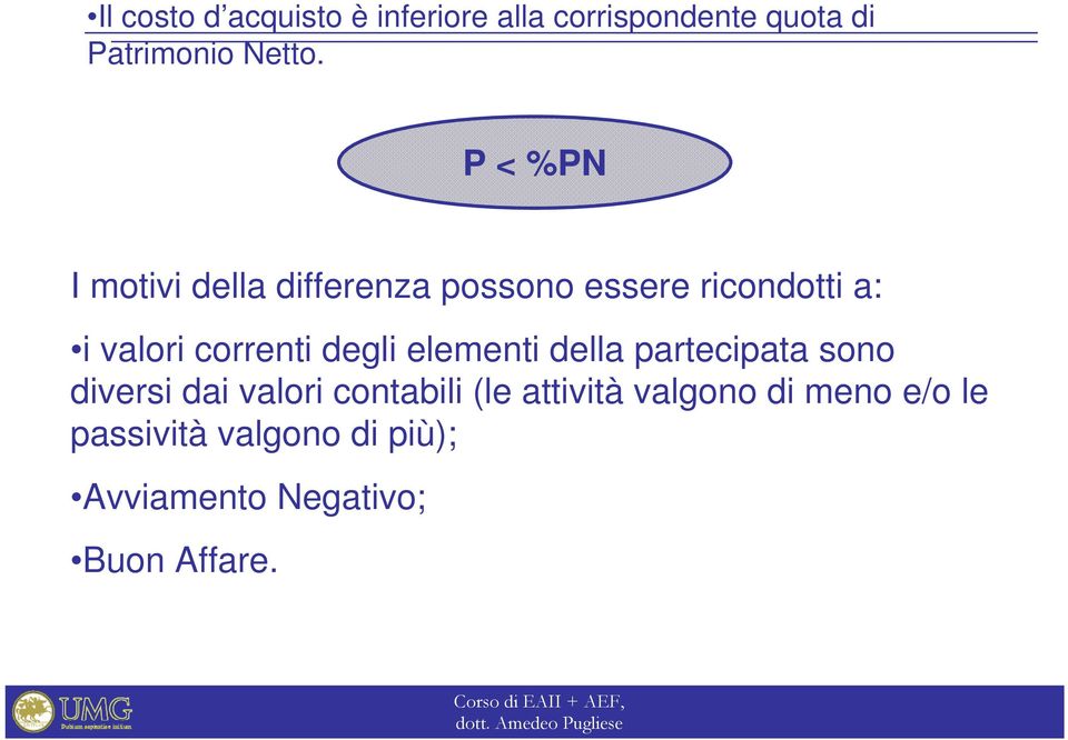 degli elementi della partecipata sono diversi dai valori contabili (le attività