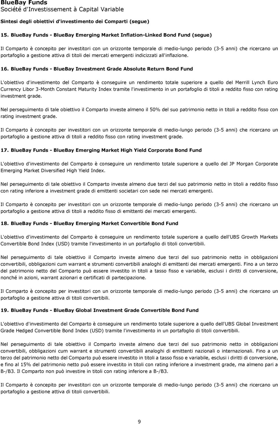 portafoglio a gestione attiva di titoli dei mercati emergenti indicizzati all'inflazione. 16.