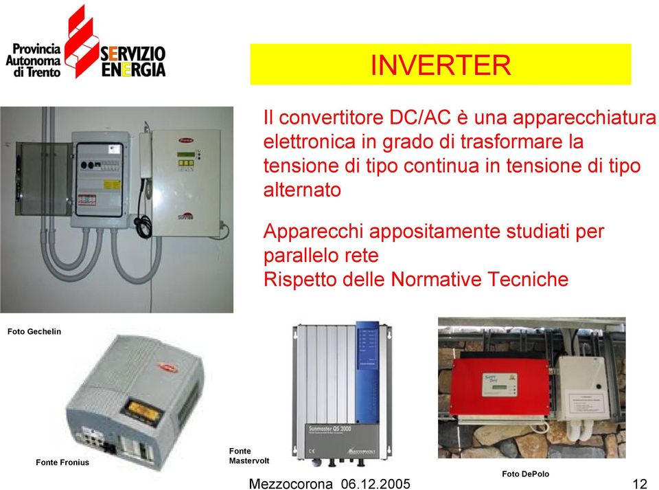 Apparecchi appositamente studiati per parallelo rete Rispetto delle Normative