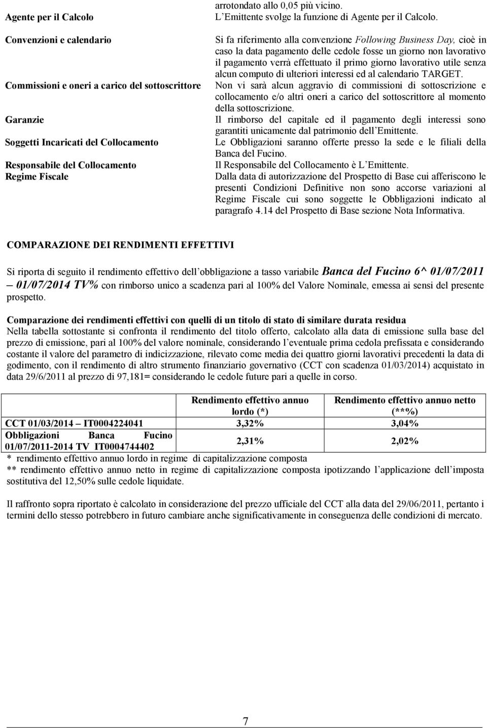 Si fa riferimento alla convenzione Following Business Day, cioè in caso la data pagamento delle cedole fosse un giorno non lavorativo il pagamento verrà effettuato il primo giorno lavorativo utile