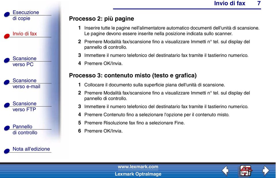 3 Immettere il numero telefonico del destinatario fax tramite il tastierino numerico. 4 Premere OK/Invia.