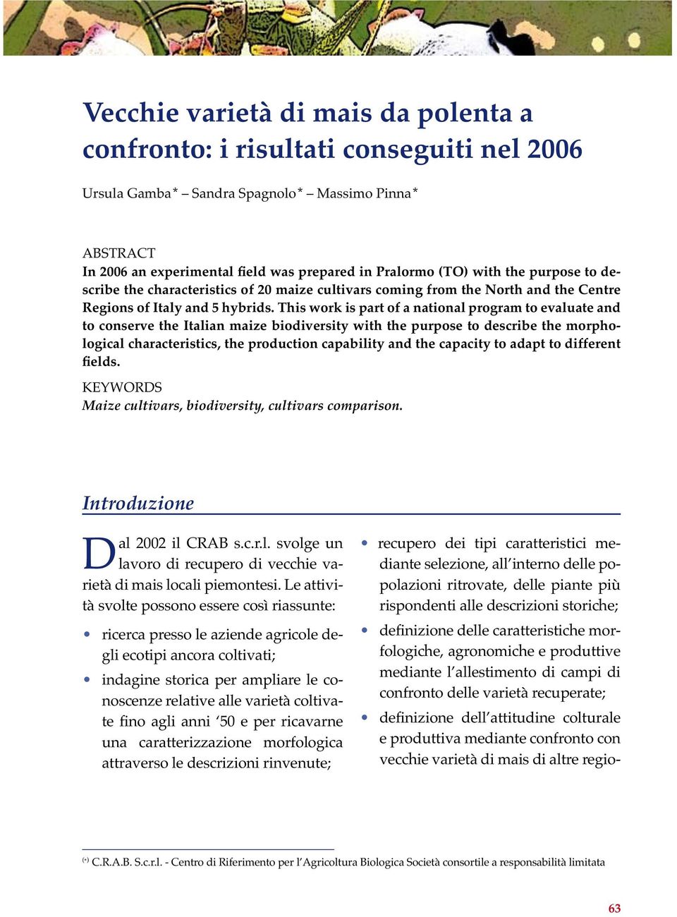 recupero dei tipi caratteristici mediante selezione, all interno delle popolazioni ritrovate, delle piante più fologiche, agronomiche e produttive mediante l allestimento di campi di e produttiva