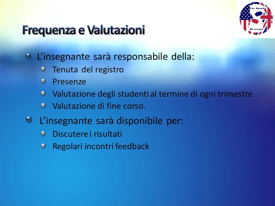 trimestre Valutazione di fine corso.