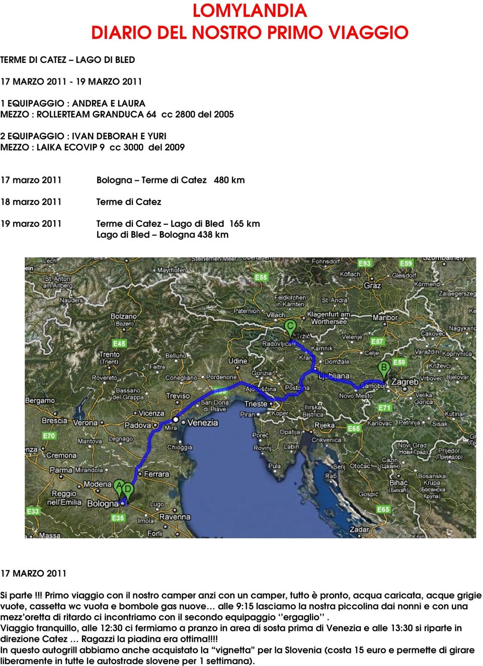 438 km 17 MARZO 2011 Si parte!