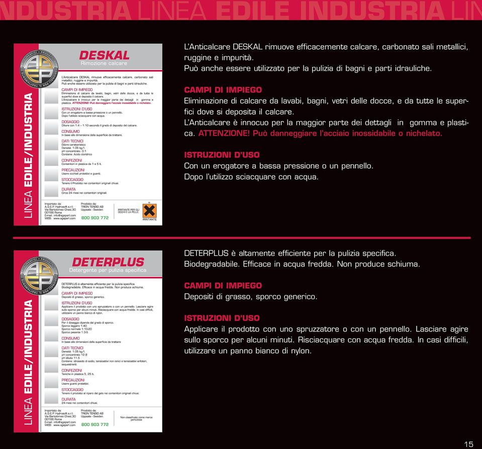 ATTENZIONE! Può danneggiare l acciaio inossidabile o nichelato. Con un erogatore a bassa pressione o un pennello. Dopo l utilizzo sciacquare con acqua.