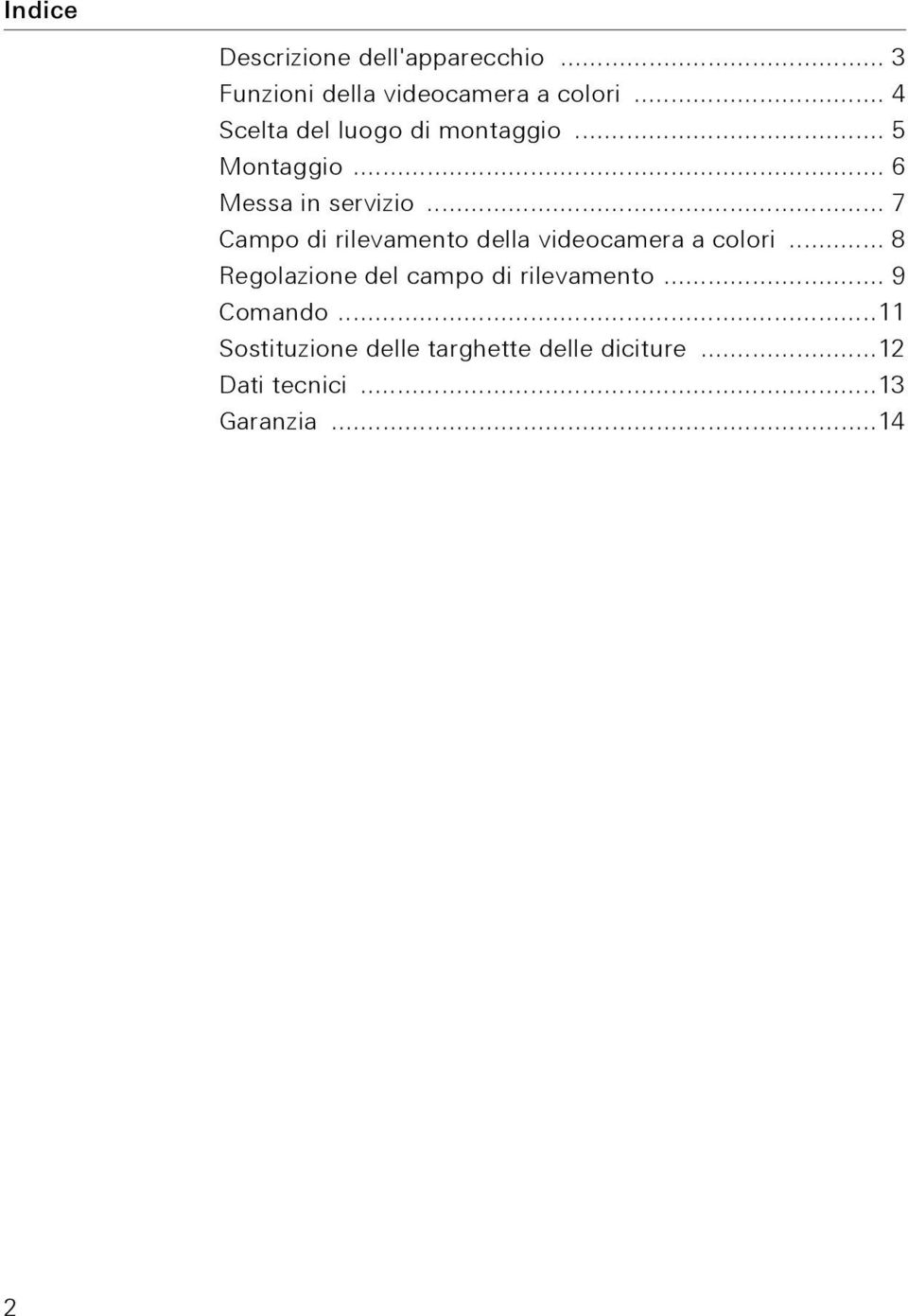 .. 7 Campo di rilevamento della videocamera a colori.