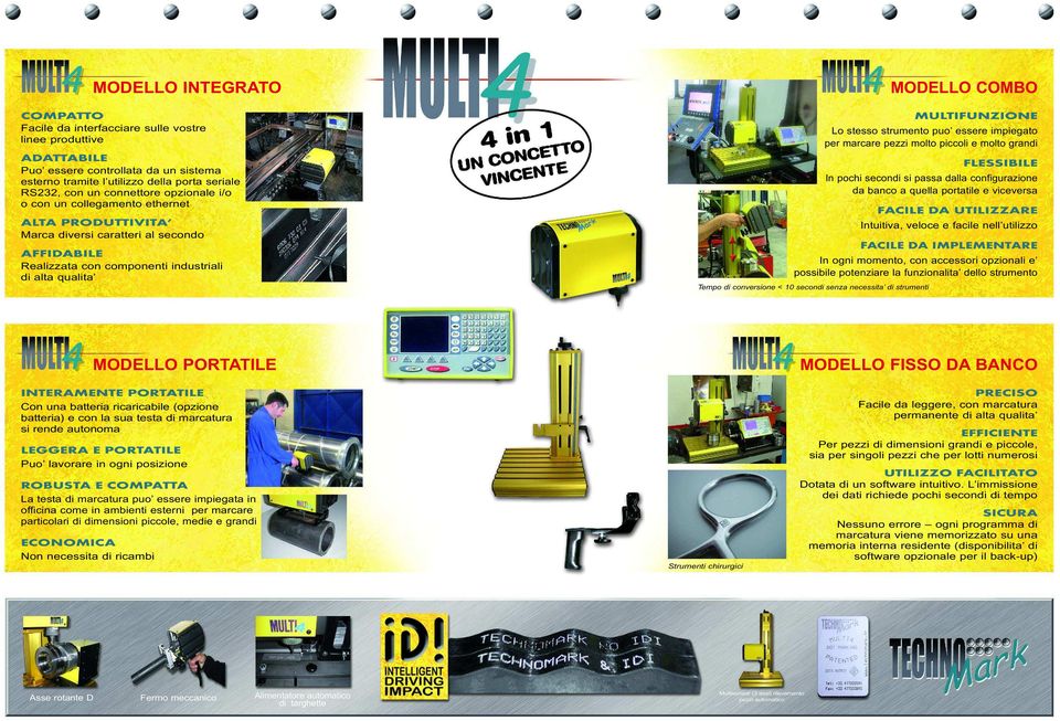 strumento puo essere impiegato per marcare pezzi molto piccoli e molto grandi FLESSIBILE In pochi secondi si passa dalla configurazione da banco a quella portatile e viceversa FACILE DA UTILIZZARE