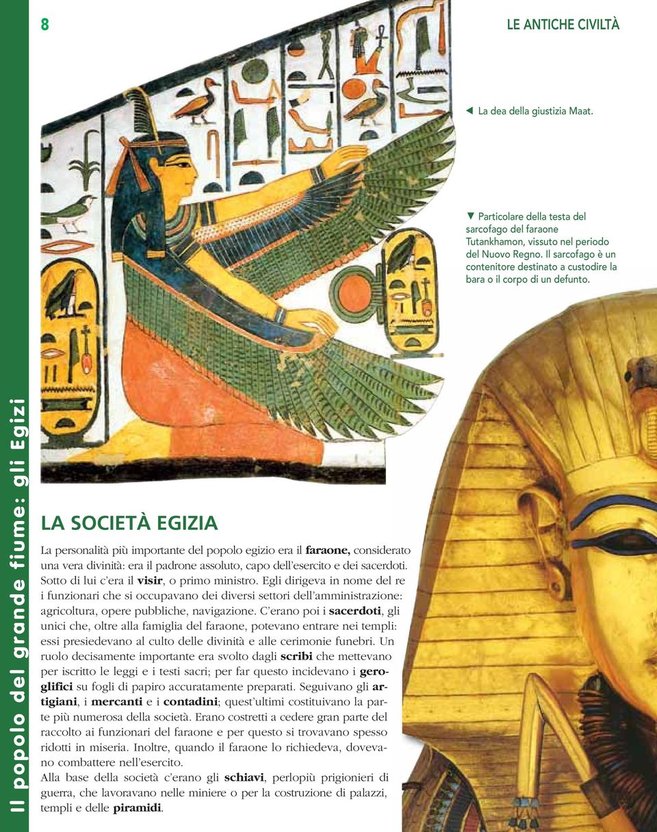 Il popolo del grande fiume: gli Egizi LA SOCIETÀ EGIZIA La personalità più importante del popolo egizio era il faraone, considerato una vera divinità: era il padrone assoluto, capo dell esercito e