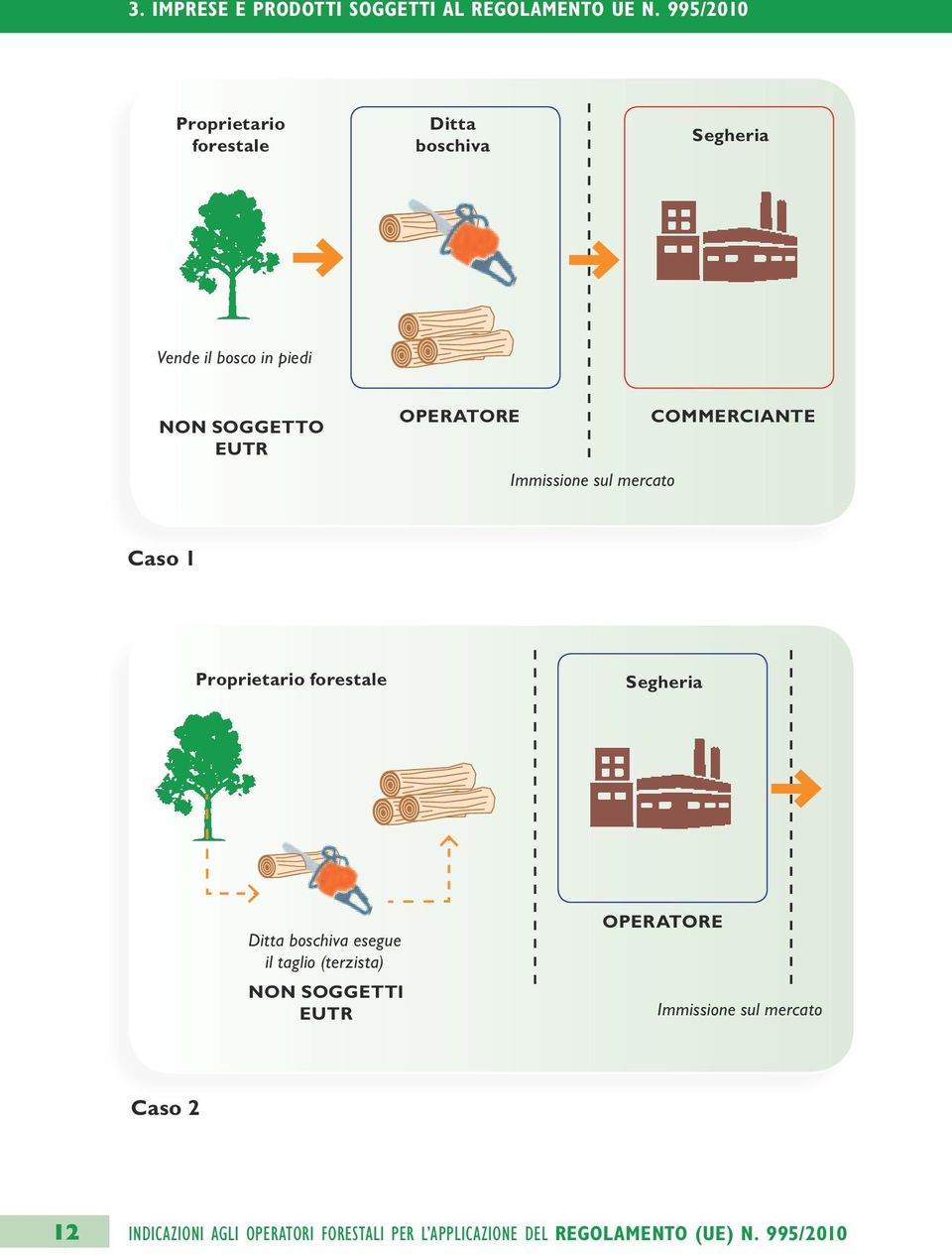 OPERATORE Immissione sul mercato COMMERCIANTE Caso 1 Proprietario forestale Segheria Ditta boschiva esegue