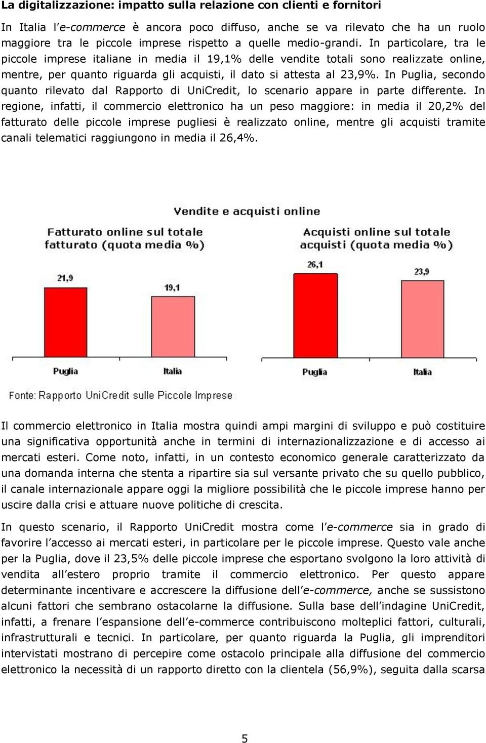 In particolare, tra le piccole imprese italiane in media il 19,1% delle vendite totali sono realizzate online, mentre, per quanto riguarda gli acquisti, il dato si attesta al 23,9%.