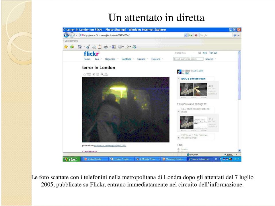 attentati del 7 luglio 2005, pubblicate su Flickr,