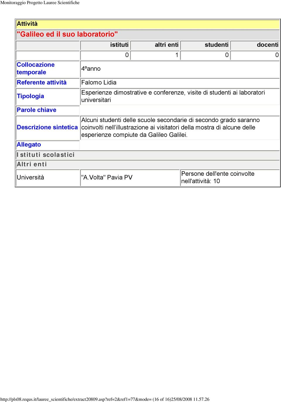 Alcuni studenti delle scuole secondarie di secondo grado saranno coinvolti nell illustrazione ai visitatori della mostra di alcune delle esperienze compiute da