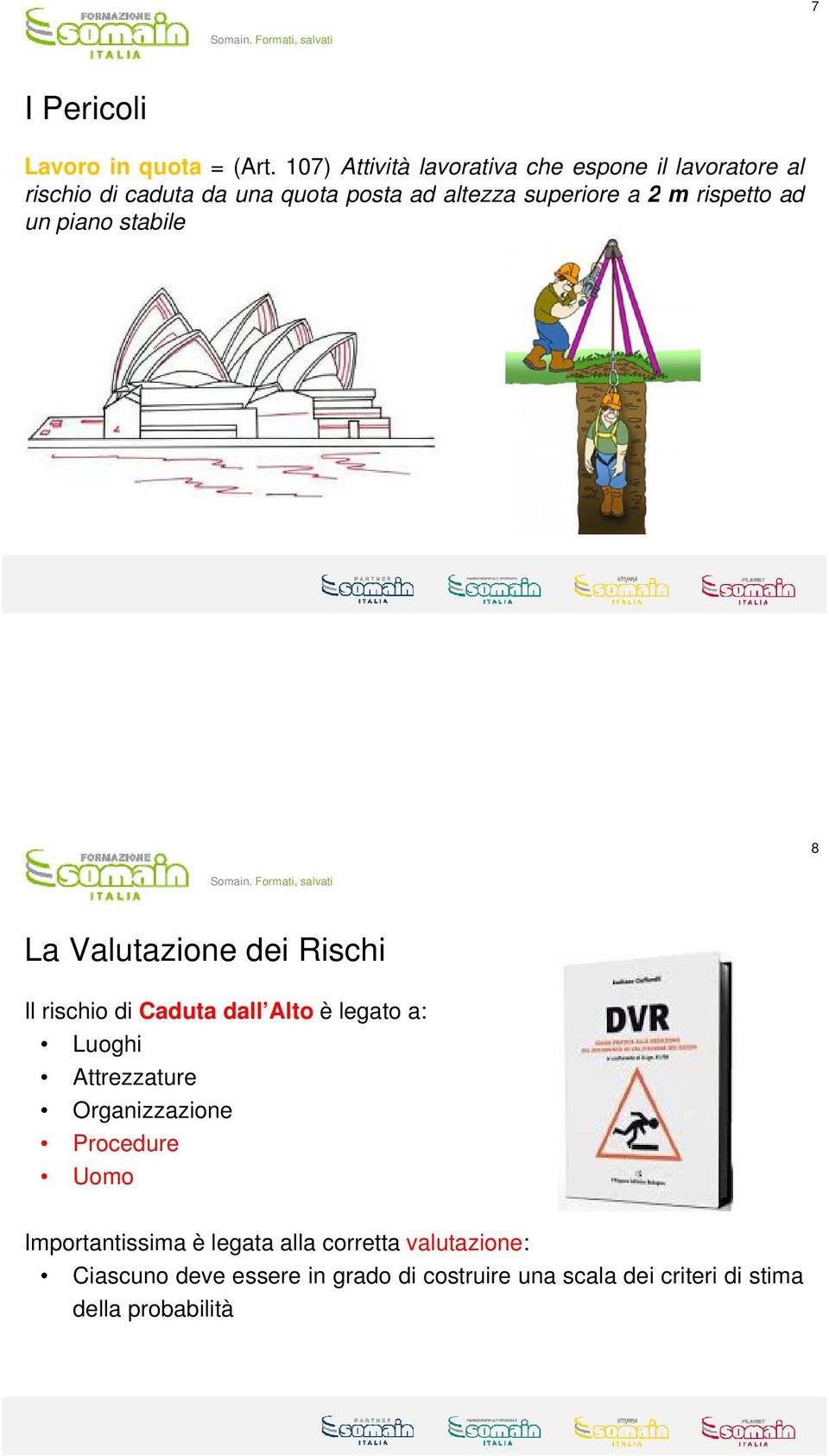 rispetto ad un piano stabile 8 La Valutazione dei Rischi Il rischio di Caduta dall Alto è legato a: Luoghi Attrezzature