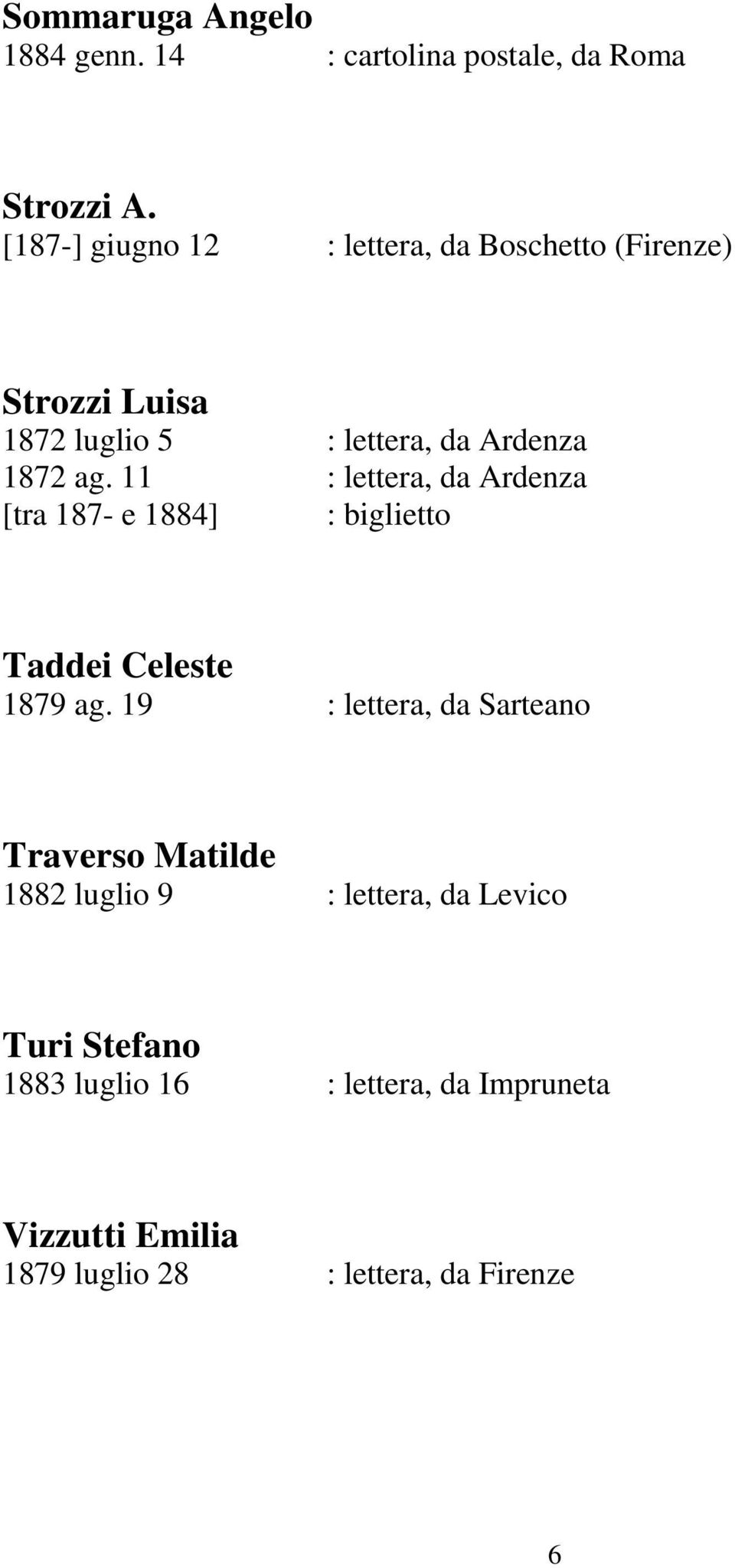 11 : lettera, da Ardenza [tra 187- e 1884] : biglietto Taddei Celeste 1879 ag.